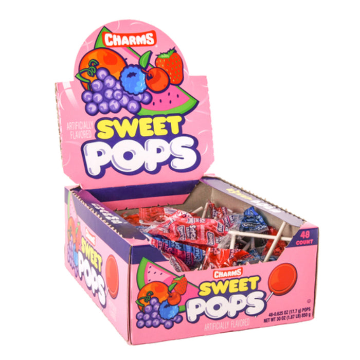 48ct Charms Sweet Pops Suckers Candy Flat Lollypop Lollipops Bulk Candies Treats