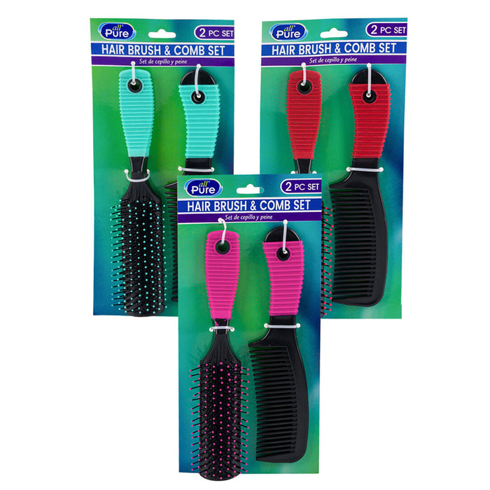 2 Pc Detangling Comb Brush Set Wet Dry Hair Styling Detangle Salon Hairdressing