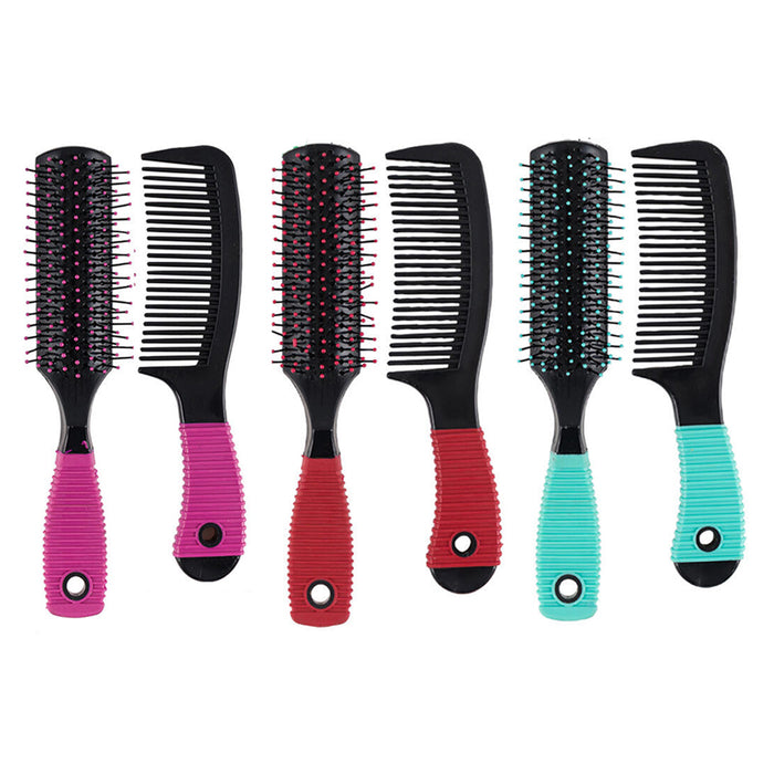4pc Detangle Brush Comb Set Wet Dry Hair Styling Wash Salon Hairdressing 2 PACKS