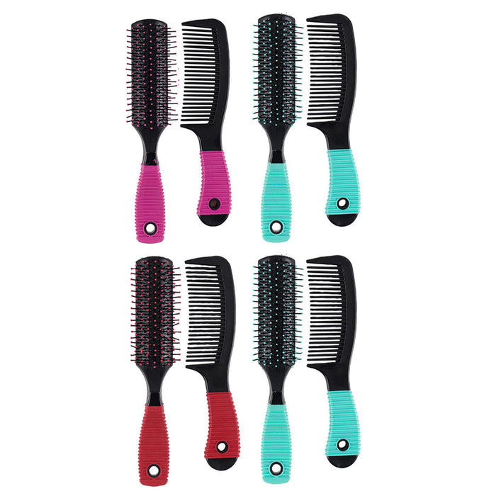 4pc Detangle Brush Comb Set Wet Dry Hair Styling Wash Salon Hairdressing 2 PACKS