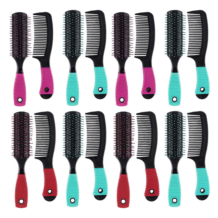 8pc Combs Detangle Brush Set Dry Wet Hair Wash Detangling Styling Salon 4 PACKS