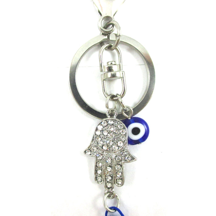 1 Hamsa Tassel Keychain Purse Silver Accessory Kabbalah Evil Eye Lucky Charm !