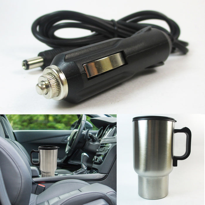 1 Mug Heated Car Travel Stainless Steel Portable Cup Coffee Tea Auto Charger 12V