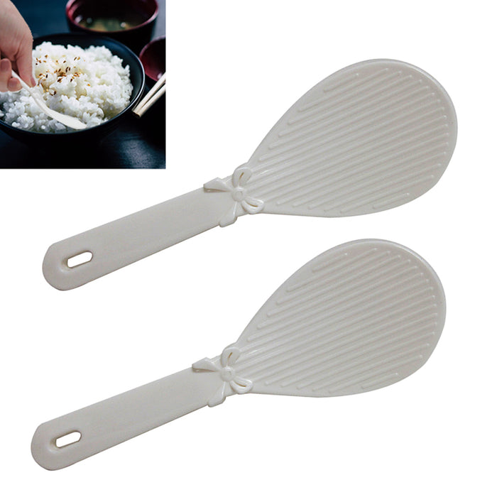 2PC Non Stick Plastic Flat Rice Scoop Paddle Meal White Spoon Ladle Kitchen Tool