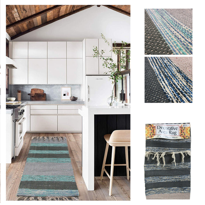 X-Long Multi Colored Area Rug Runner Cotton 27" x 55" Room Home Carpet Floor Mat