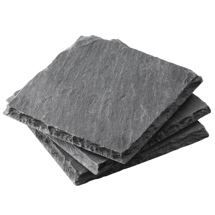 8 Pack Square Slate Drink Coasters Grey Stone Bulk Cup Bar Anti-Scratch Bottom