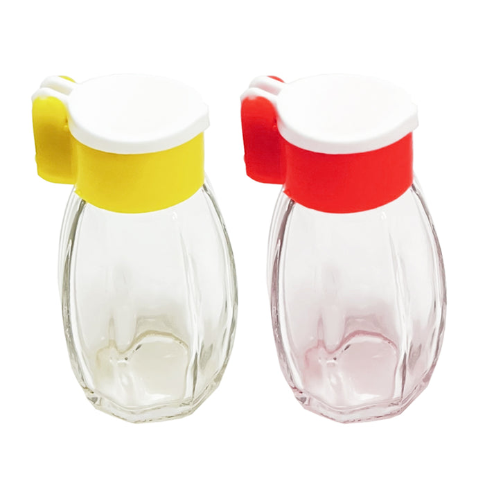 2 Salt & Pepper Shakers Modern Kitchen Spice Containers Glass Bottles Flip Lids