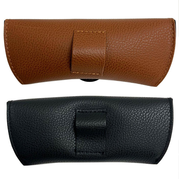 1 Portable Leatherette Semi Hard Glasses Case Sunglasses Button Faux Men Women