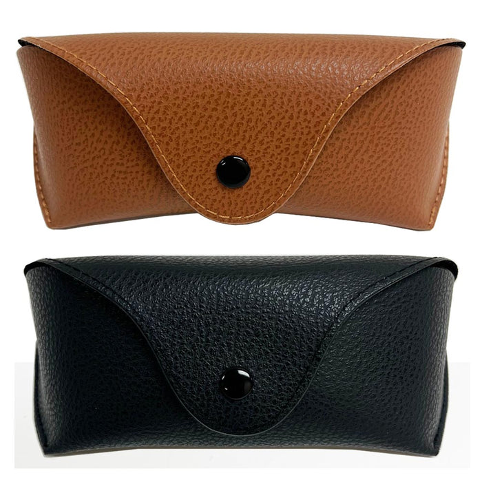 1 Portable Leatherette Semi Hard Glasses Case Sunglasses Button Faux Men Women