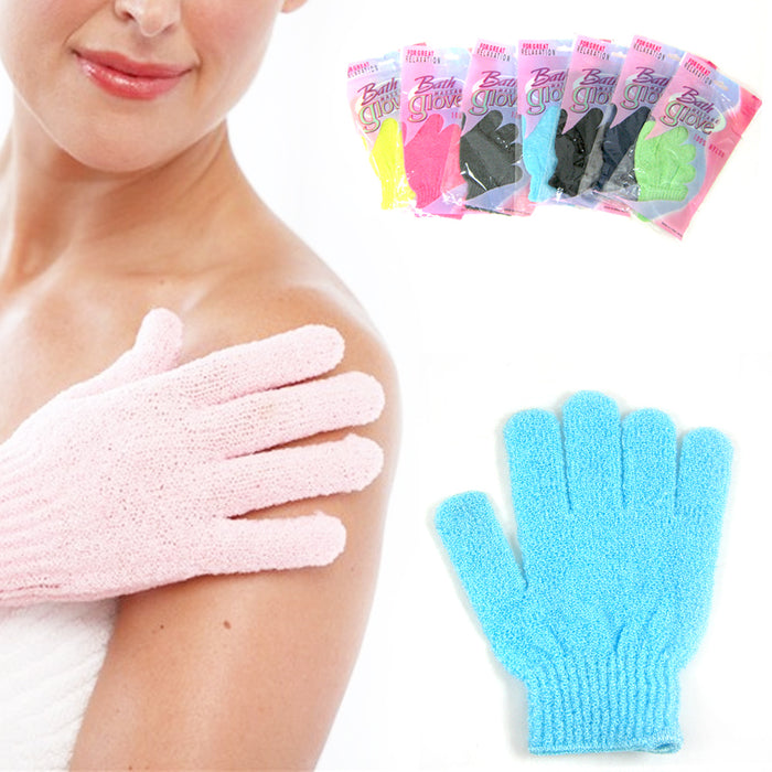 4 Exfoliating Gloves Double Sided Beauty Spa Massage Skin Shower Body Scrubber