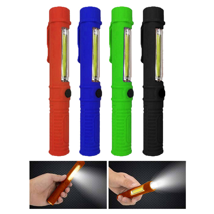 1 Magnetic Flashlight 3W COB LED Pen Light Work Torch Lighting Ultra Bright 6.5"