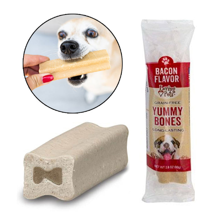 1 Yummy Bone Bacon Dog Treats Doggie Filled Biscuit Snack Cookie Puppy Pet 2.8oz