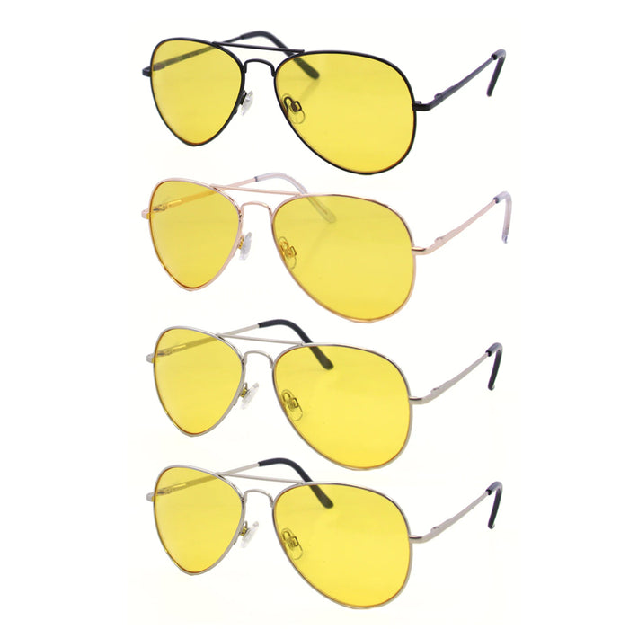 2 Sunglasses Night Driving Vision Safety Shoot Yellow Pilot Glasses Frame Sports