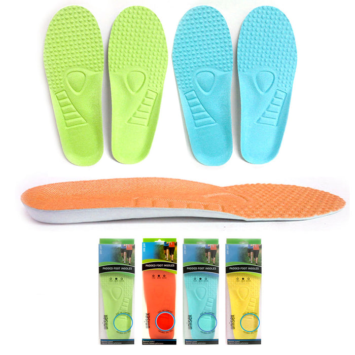 2 Pairs Padded Shoe Inner Soles Unisex Insoles Comfortable Cushion Size 8.5-9