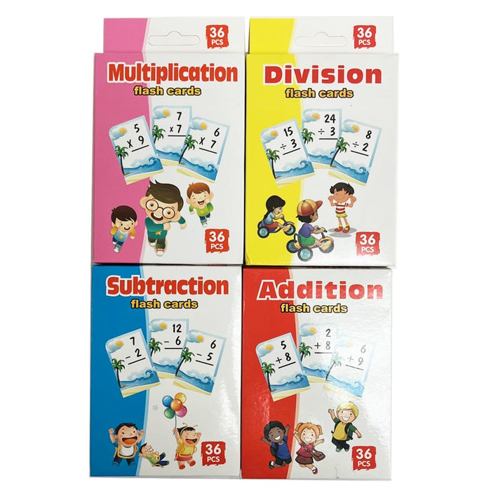 Set 4 Math Flash Cards Addition Subtraction Multiplication Division Child Learn