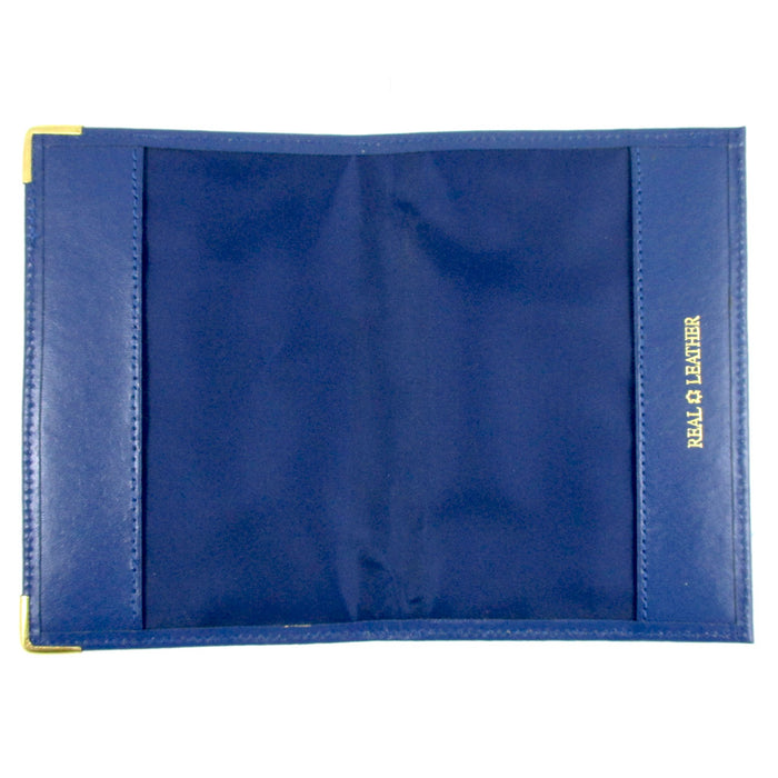 4 Genuine Leather US Passport Cover Holder Wallet ID Case Travel Organizer Blue