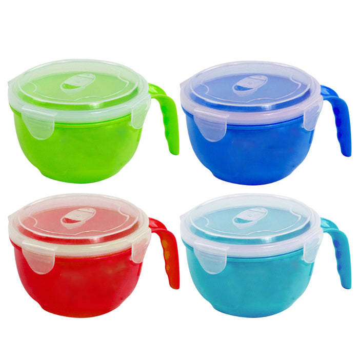 1 Microwave Bowl Vent Lid 28oz Plastic Soup Mug Containers Food Storage Freezer