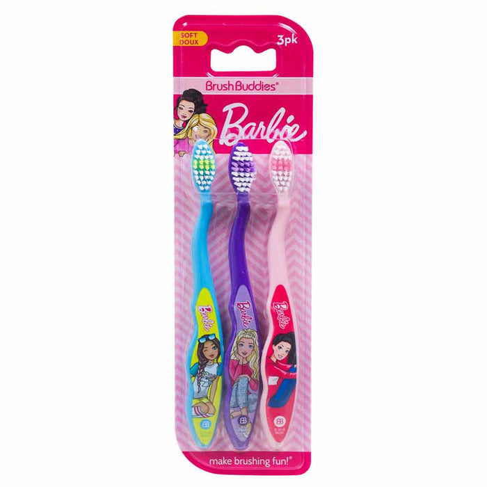 3 Pack Brush Buddies Barbie Toothbrush Soft Bristles Toothbrushes Kids Oral Care