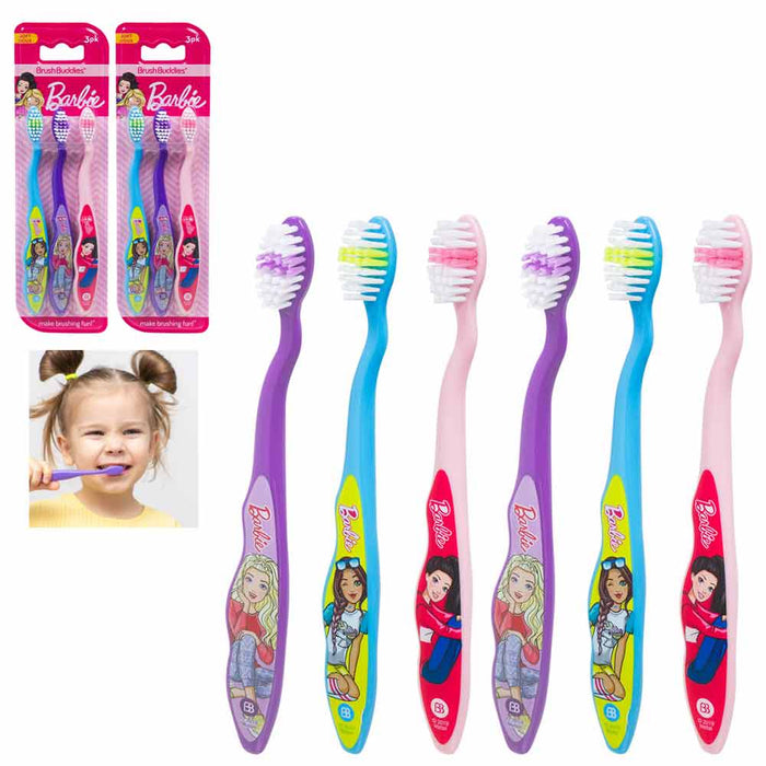 6 Pack Barbie Toothbrushes Soft Bristles Kids Brush Buddies Toothbrush Oral Care