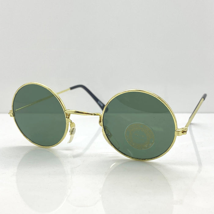 1 John Lennon Sunglasses Round Shades Gold Black Frame Lenses Retro Hippie Party