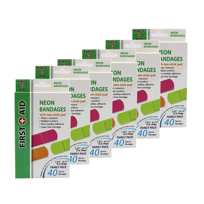 240 Neon Adhesive Bands Waterproof Bandages Strip 3/4" Kids Children First Aid