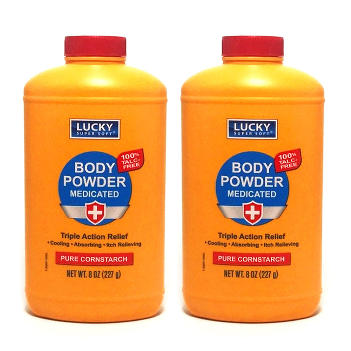 2 pc Body Powder Medicated 8 oz Cooling Itch Triple Action Relief 100% Talc-Free