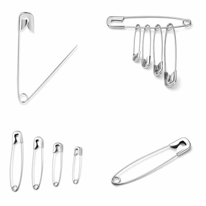 120ct Safety Pins Set Assorted Sizes Nickel Plated Steel Clothes Crafts Sewing
