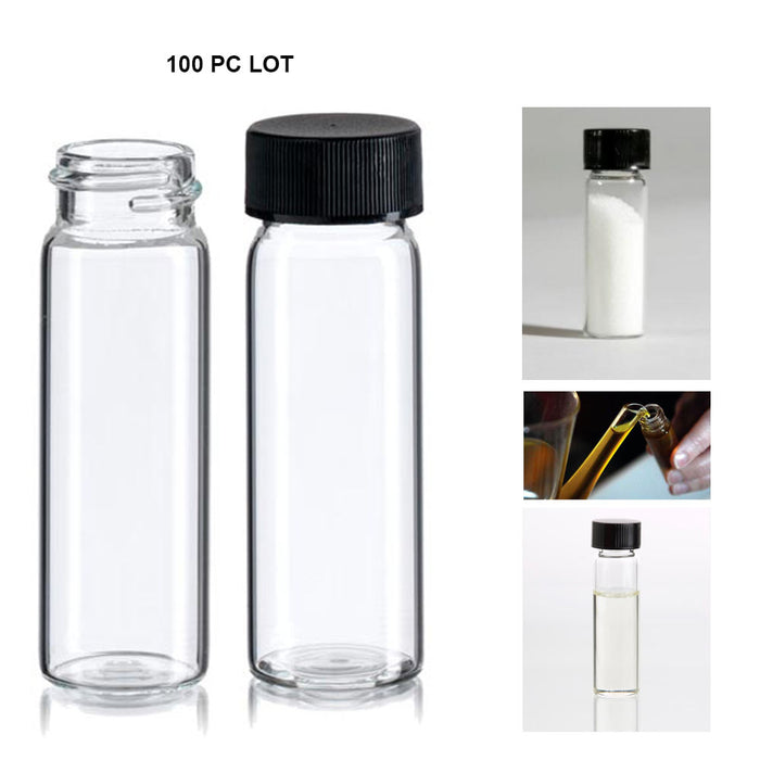 100 PC Mini Clear Glass Vial Bottles Caps Refillable Glass Essential Oils Bottle