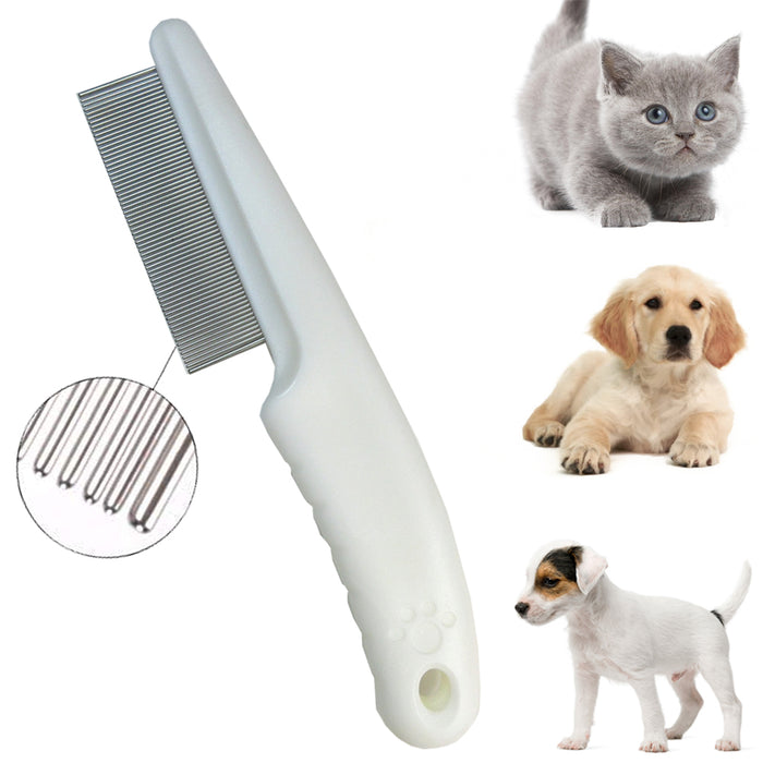 Fine Pet Dog Hair Shedding Grooming Flea Comb Puppy Cat Stainless Pin Brush Tool