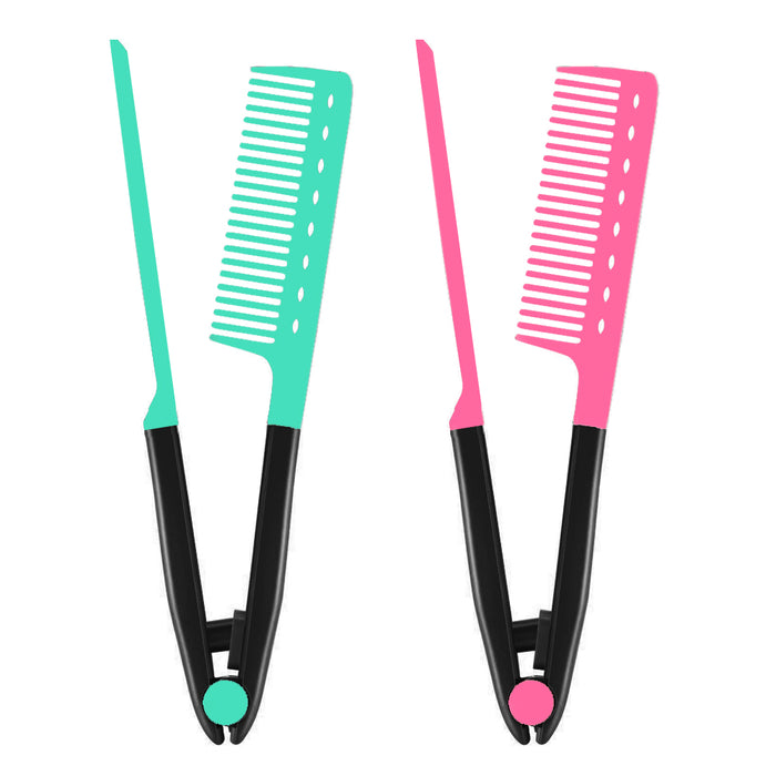 2 Pc Hair Straightening Tension Comb Clamp Styling Salon Straightener Detangler
