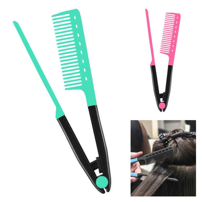 2 Pc Hair Straightening Tension Comb Clamp Styling Salon Straightener Detangler