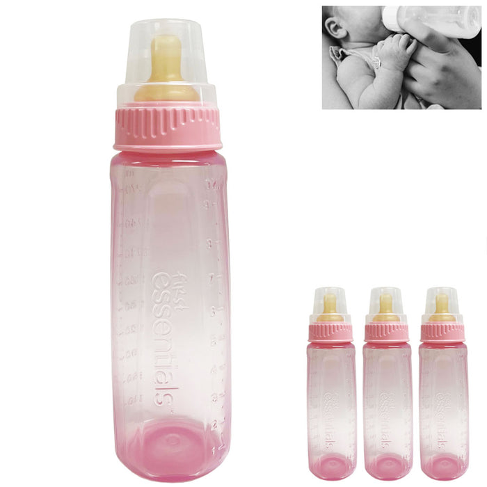 3PCS Nuk Baby Bottle BPA Free First Essentials 9Oz Leak Proof Vented Nipple Girl