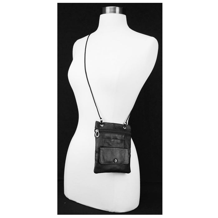 Genuine Leather Passport Holder Slim Pouch Black Neck ID Document Travel Wallet