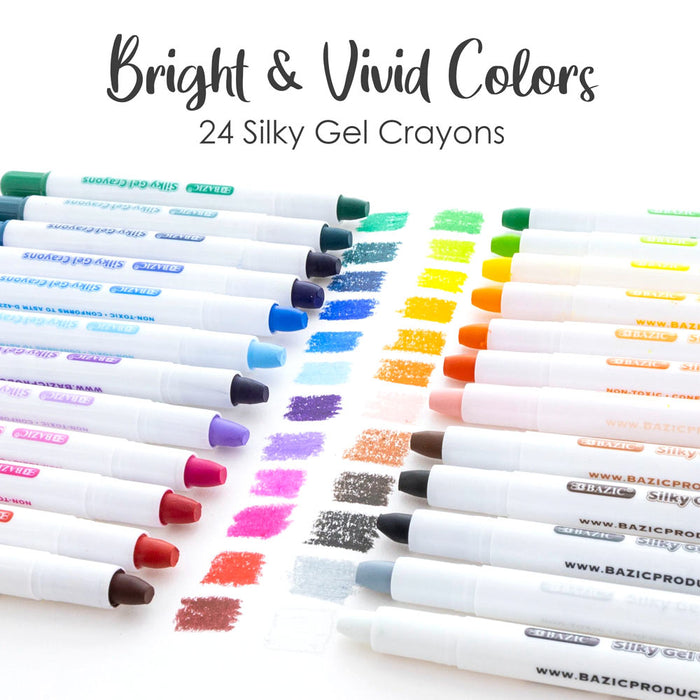 24 PC Water Color Gel Crayons Non-Toxic Coloring Washable Drawing Silky Crayon
