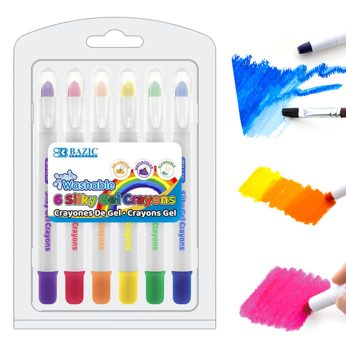 12 PC Silky Gel Crayons Twistable Non Toxic Washable Watercolor Coloring Crayon