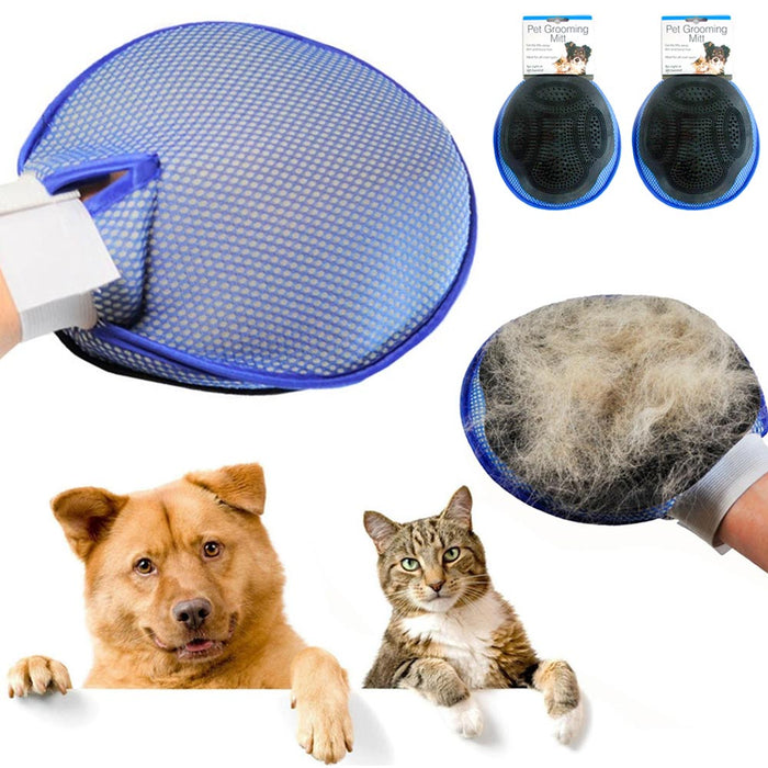 2 Pet Brush Hair Remover Grooming Cat Dog Massage Bath Fur Glove Comb Scrub