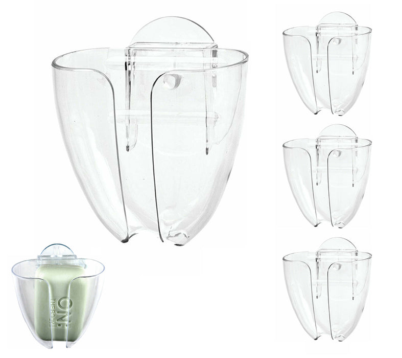 4 Pc Soap Holder Saver Dry Wall Mount Dish Suction Bath Shower Sponge Dish Sink