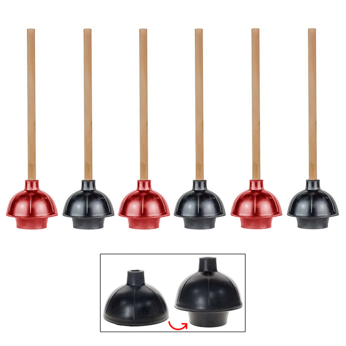 6 Pk Heavy Duty Professional Power Toilet Plunger Multi-Drain Pump Declogger 19"