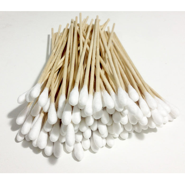200 PCS 6" Long Wooden Handle Cotton Swabs Cleaning Applicators Sturdy Gun Oil