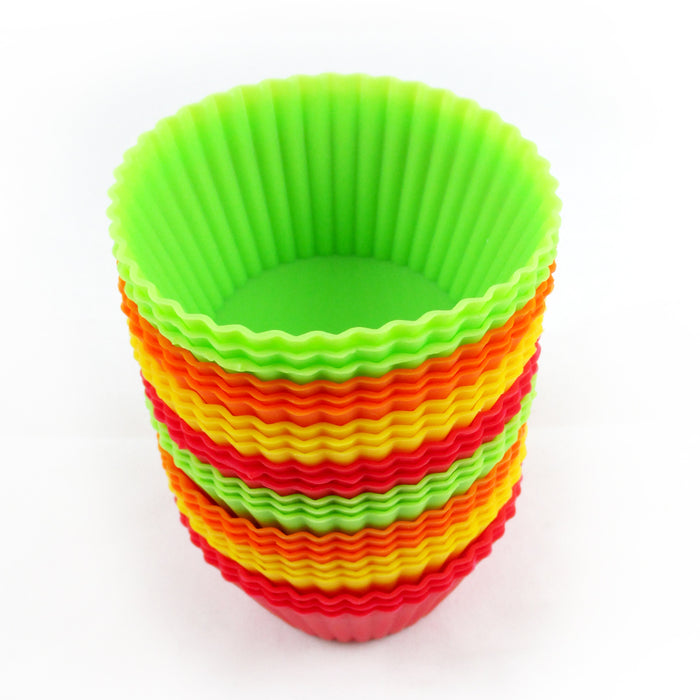 24 pcs Silicone Cake Muffin Chocolate Cupcake Liner Baking Cup Cookie Mold Color