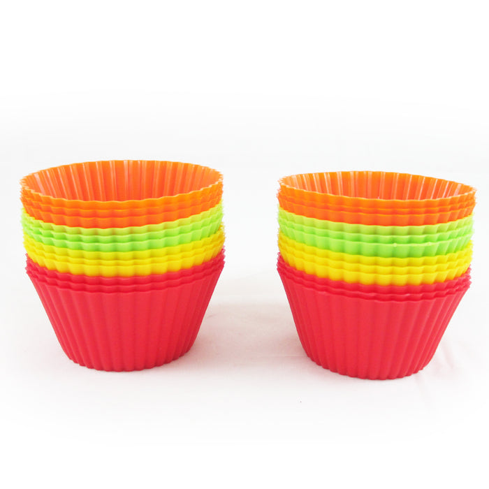24 pcs Silicone Cake Muffin Chocolate Cupcake Liner Baking Cup Cookie Mold Color