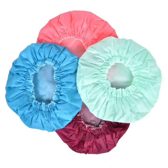 12 PC Reusable Shower Cap Elastic Band Waterproof Fashion Designed For All Hair