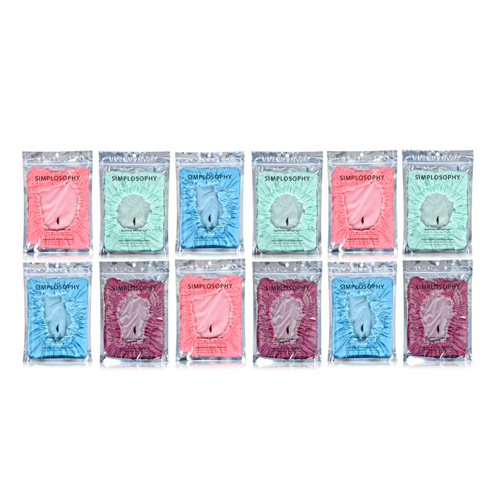 12 PC Reusable Shower Cap Elastic Band Waterproof Fashion Designed For All Hair