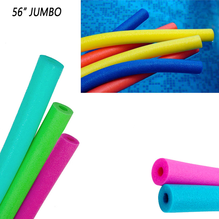 6 Pack Jumbo Foam Pool Noodles 56" x Swimming Therapy Multi Purpose Floatie New