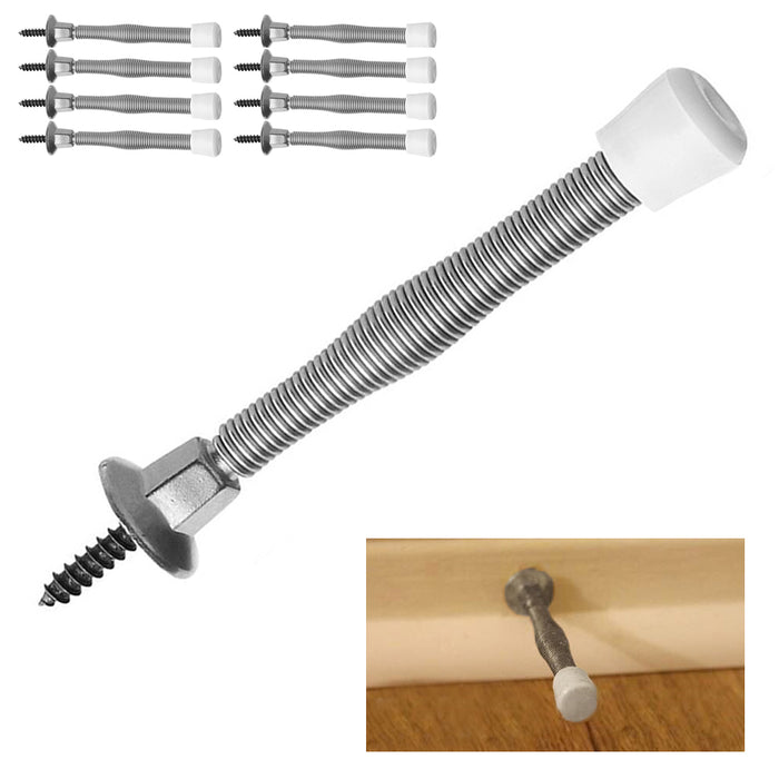 8 Spring Door Stopper Holder Screw On Set Home Wall Guard Top Bumper Safety