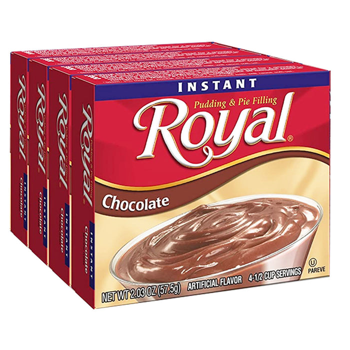 4 Packs Royal Instant Pudding Chocolate Dessert Mix Filling 2.03oz Kosher Pareve