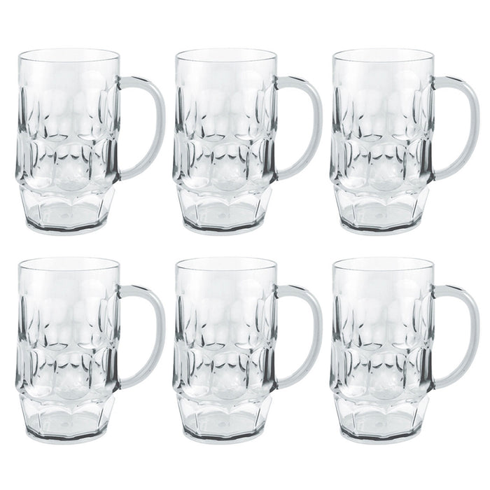 6 Pack Plastic Beer Mugs Drinking Party Cups 26oz Handle Glasses Bar Picnic Gift