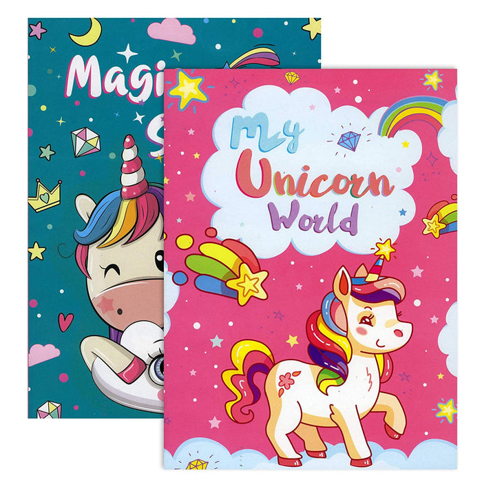 26Pc Activity Coloring Books Set Unicorn Glitter Gel Color Pens Kids Drawing Kit