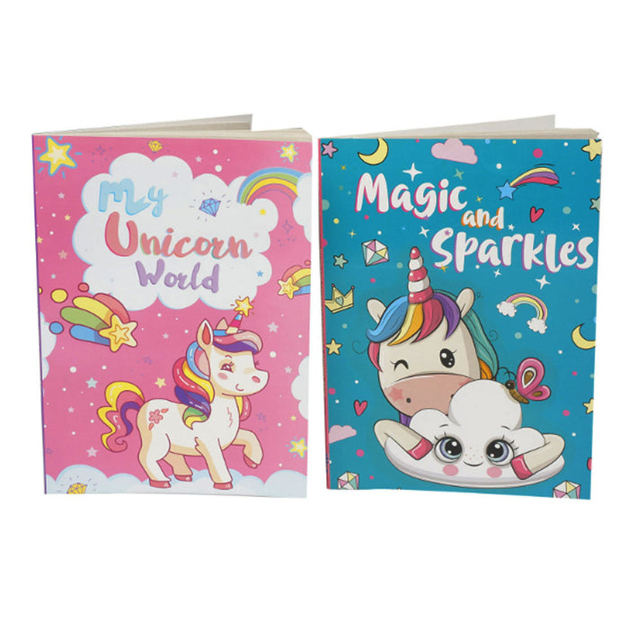 26Pc Activity Coloring Books Set Unicorn Glitter Gel Color Pens Kids Drawing Kit