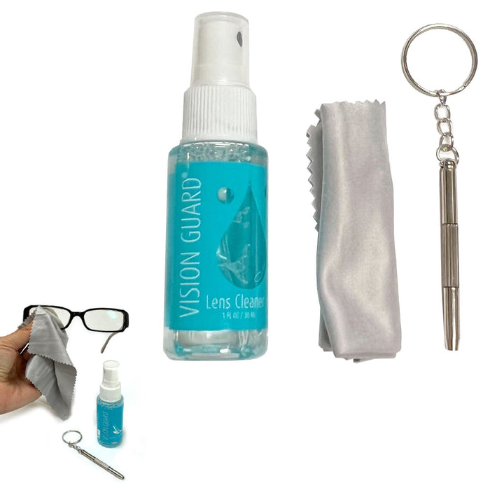 4 Pc Lens Eyeglass Cleaning Kit Cleaner Spray Bottle Microfiber Cloths Glasses